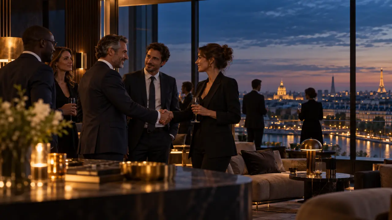 Dirigeants échangeant dans un salon privé élégant
